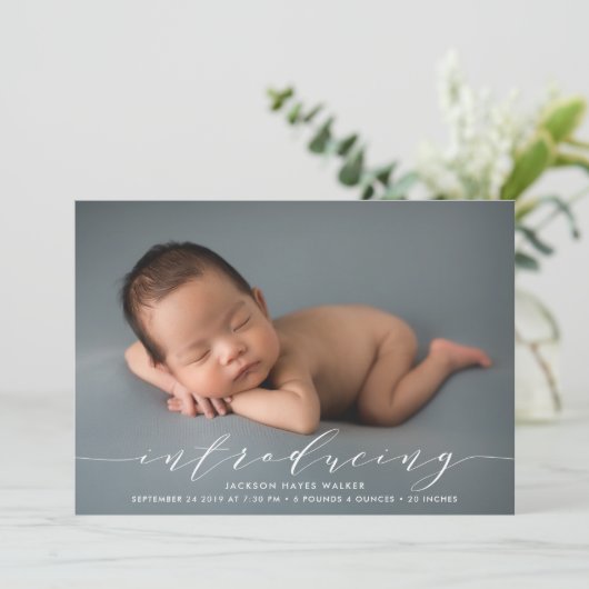 Faire-part Présentation de la naissance par superposition pho (Debout devant)