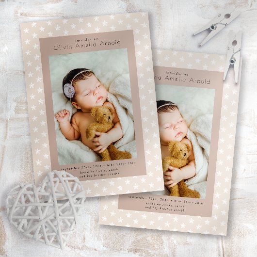 Faire-part Présentation de la photo bébé Stars Boho Naissance