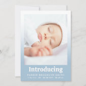 Faire-part Présentation de nouveau-né fille en photo bleu cla (Devant)