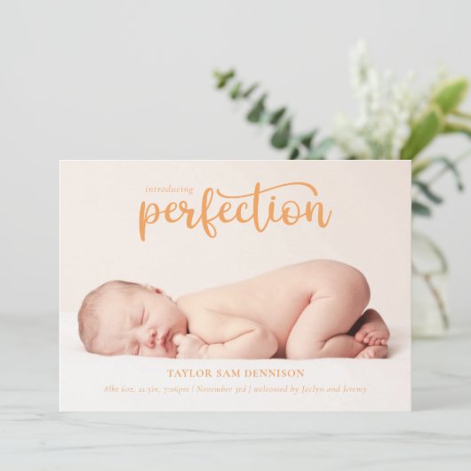 Faire-part Présentation de Perfection Simple Script Photo Nai (Debout devant)