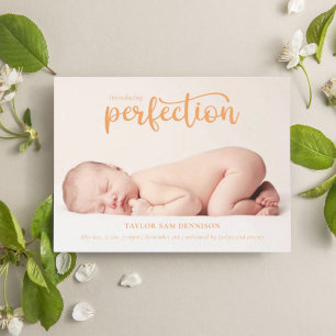 Faire-part Présentation de Perfection Simple Script Photo Nai