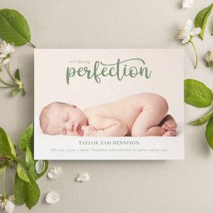 Faire-part Présentation de Perfection Simple Script Photo Nai
