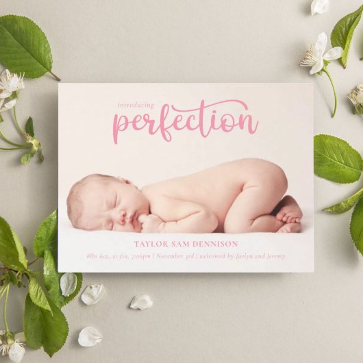 Faire-part Présentation de Perfection Simple Script Photo Nai