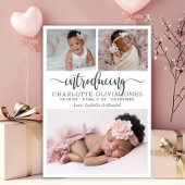 Faire-part Présentation de Script Bébé Fille Collage Photo Na