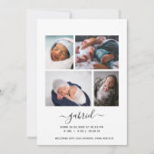 Faire-part Présentation de White Script Photo Overlay bébé na (Dos)