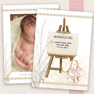 Faire-part Présentation d'Easel Baby Girl Boho Birth