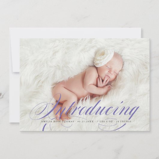 Faire-part Présentation d'Elegant Full Bleed Photo Nouveau bé (Devant)