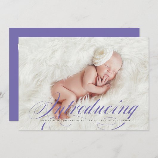 Faire-part Présentation d'Elegant Full Bleed Photo Nouveau bé (Devant / Derrière)