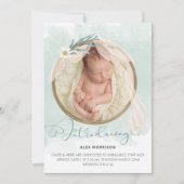 Faire-part Présentation du cadre photo Boho Green Wash Birth (Devant)