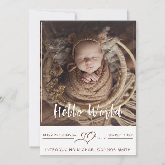 Faire-part Présentation du nouveau-né bébé garçon statistique (Devant)