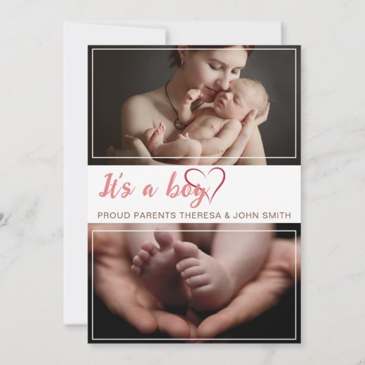 Faire-part Présentation du nouveau-né bébé garçon statistique (Dos)