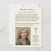 Faire-part Prière commémorative des funérailles catholiques (Dos)