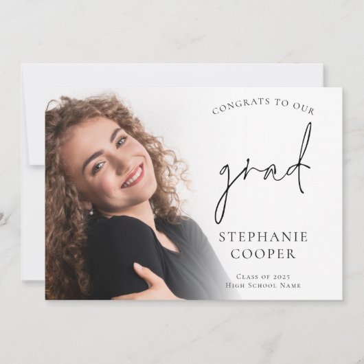 Faire-part Printable Félicitations Grad Script 6 Grad Diplôme (Devant)