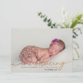 Faire-part Printemps fleurit Floral pleine photo Or naissance (Debout devant)