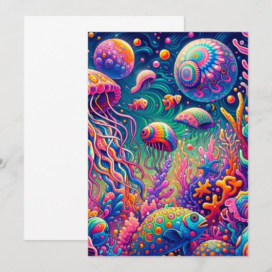 Faire-part Psychédélique Marine Dreamscape (Devant / Derrière)