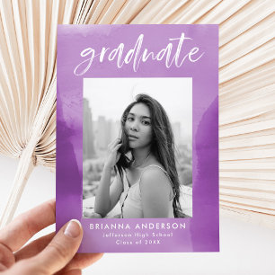 Faire-part Purple Aquarelle Laver Photo Graduation