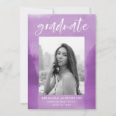 Faire-part Purple Aquarelle Laver Photo Graduation (Devant)