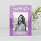 Faire-part Purple Aquarelle Laver Photo Graduation (Debout devant)