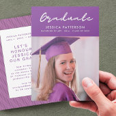Faire-part Purple écriture manuscrite Diplômé Editable Gradua