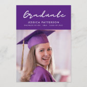 Faire-part Purple écriture manuscrite Diplômé Editable Gradua (Devant)