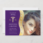 Faire-part Purple Gold Graduate Vague Caduceus RN Nurse Grad (Devant)