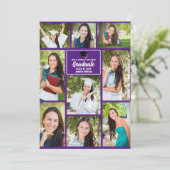 Faire-part Purple Graduate Photo Collage Moderne Graduation (Debout devant)