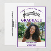 Faire-part Purple High School Choir Photo Graduation (Devant / Derrière)