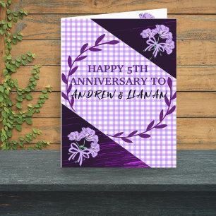Faire-part Purple Lilac Moderne Boho 5e anniversaire Mariage