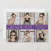 Faire-part Purple Modern Classic 6 Photo Graduation (Devant)