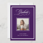 Faire-part Purple Modern Frame Photo and Elegant Script Grad (Devant)