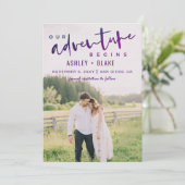 Faire-part Purple Our Adventure Begins Photo Enregistrer la d (Debout devant)