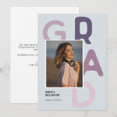 Faire-part Purple Pastel Typographie Photo 2022 Graduation (Devant / Derrière)