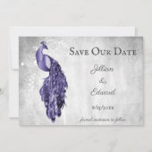 Faire-part Purple Peacock Enregistrer La Date Annonce (Devant)