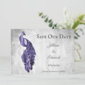 Faire-part Purple Peacock Enregistrer La Date Annonce (Debout devant)