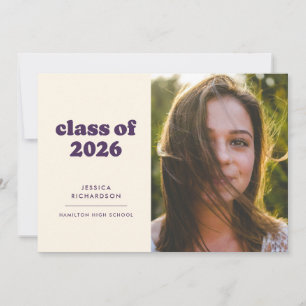 Faire-part Purple Retro Simplicity Photo Graduation