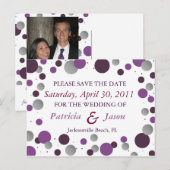 Faire-part Purple & Silver Enregistrer la carte postale Date (Devant / Derrière)