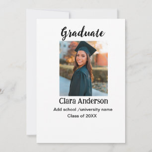 Faire-part QR blanc noir photoclassique annonce de graduation