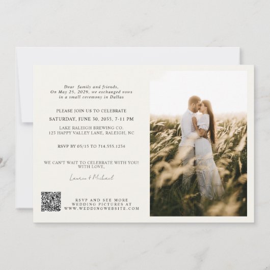 Faire-part QR Code Happy Ever Après 2 Photo Cream Mariage (Dos)