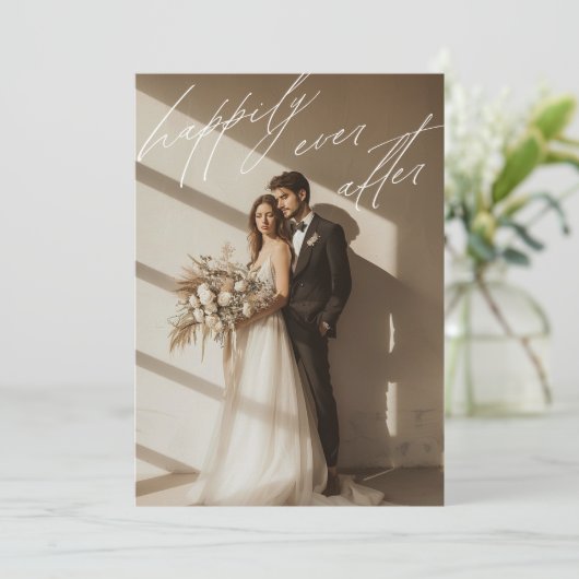 Faire-part QR Code Heureusement Jamais après le Mariage de sc (Debout devant)