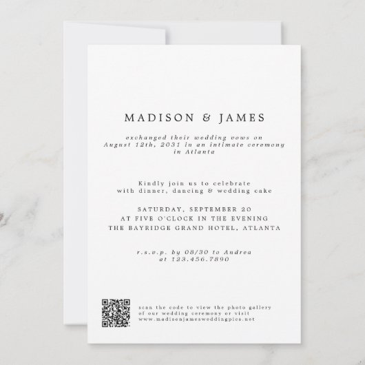 Faire-part QR Code Heureusement Jamais après le Mariage de sc (Dos)