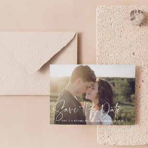 Faire-part QR Code Modern Script Photo Wedding Enregistrer La