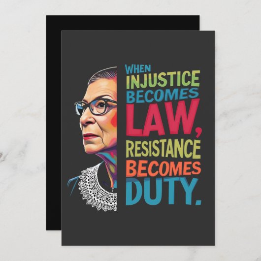 Faire-part Quand l'injustice devient loi, la résistance devie (Devant / Derrière)