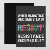 Faire-part Quand L'Injustice Devient Loi, La Résistance Devie (Devant / Derrière)