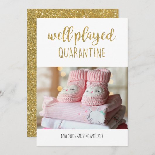 Faire-part Quarantaine bien jouée Photo parties scintillant d (Devant / Derrière)