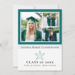 Faire-part quatre photos Collage Nautique Starfish diplômé