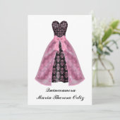 Faire-part Quinceanera Black Damask (Debout devant)