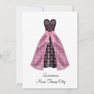 Faire-part Quinceanera Damask rose 15ème parti