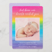 Faire-part Rainbow Baby | Dieu connaissait | Photo Naissance (Devant / Derrière)