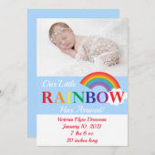 Faire-part Rainbow Cloud Cutie photo unique naissance (Devant / Derrière)