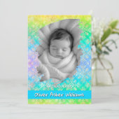 Faire-part [Rainbow Damask] Soft Pastels Baby Boy Birth (Debout devant)